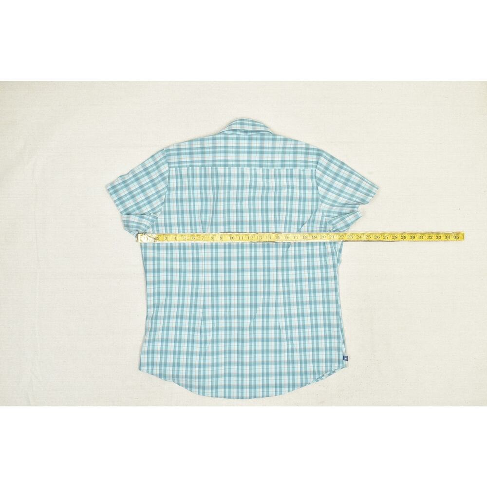 Mizzen+Main Men's Blue Plaid Button-Down Shirt Regular Size M Short Sleeve - Picture 5 of 8